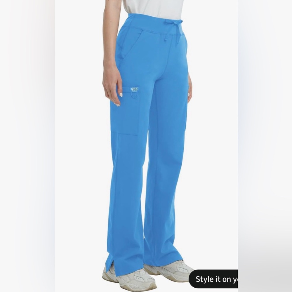 QBK High Rise Yoga Scrub Pants Women - Straight Wide Leg Uniform Pants Size S